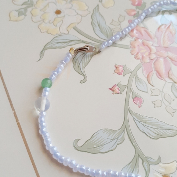 Handmade Beaded Choker Necklace Opalite Aventurine - Picture 5 of 8